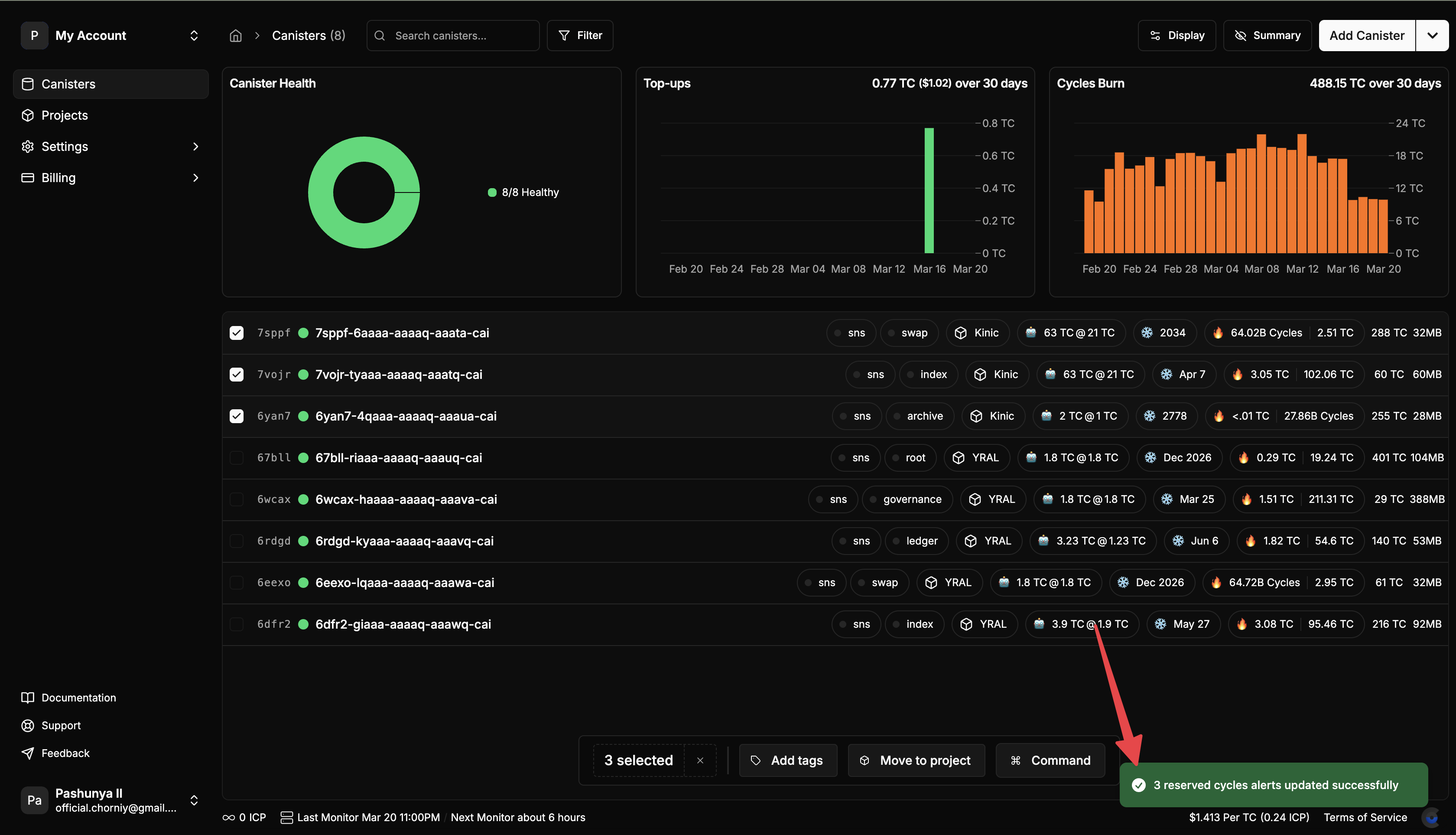 Confirmation - Screenshot showing the success confirmation message